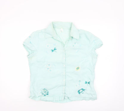 Womens UK Size 12 DASH Green Basic Button-Up