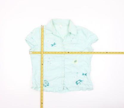 Womens UK Size 12 DASH Green Basic Button-Up