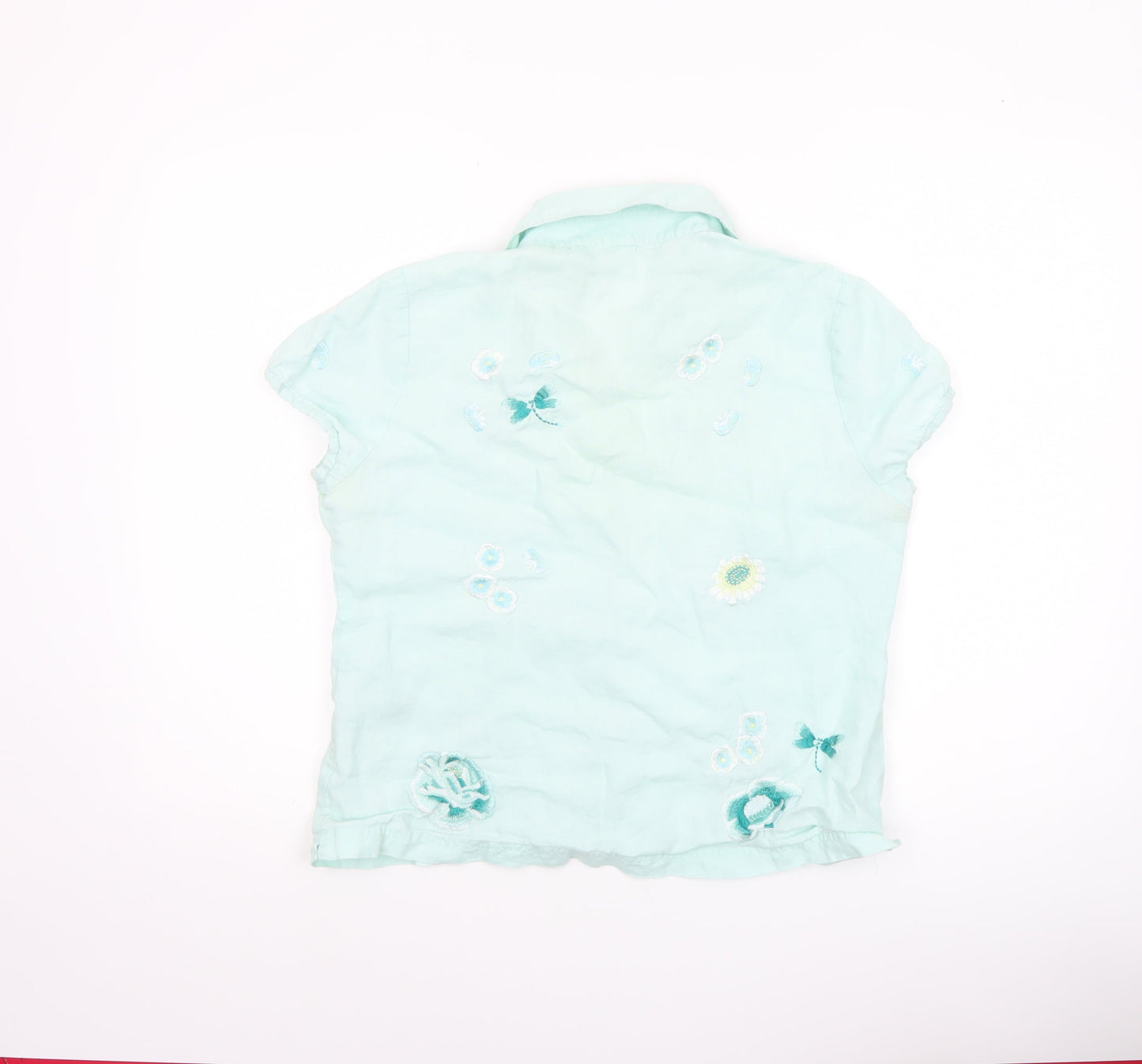 Womens UK Size 12 DASH Green Basic Button-Up