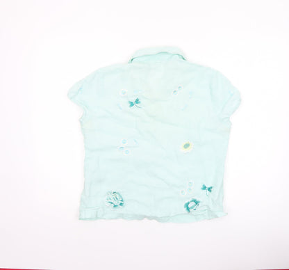 Womens UK Size 12 DASH Green Basic Button-Up