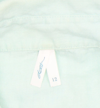 Womens UK Size 12 DASH Green Basic Button-Up