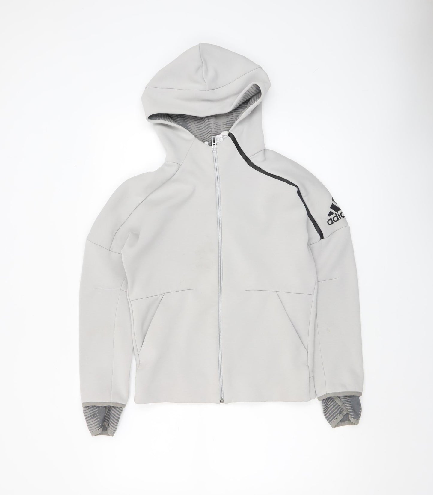 Boys UK Size 11-12 Years adidas Grey Full Zip Hoodie