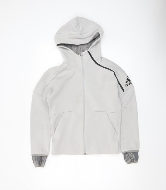 Boys UK Size 11-12 Years adidas Grey Full Zip Hoodie