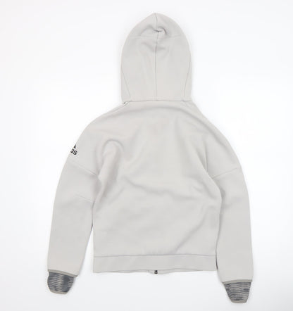 Boys UK Size 11-12 Years adidas Grey Full Zip Hoodie