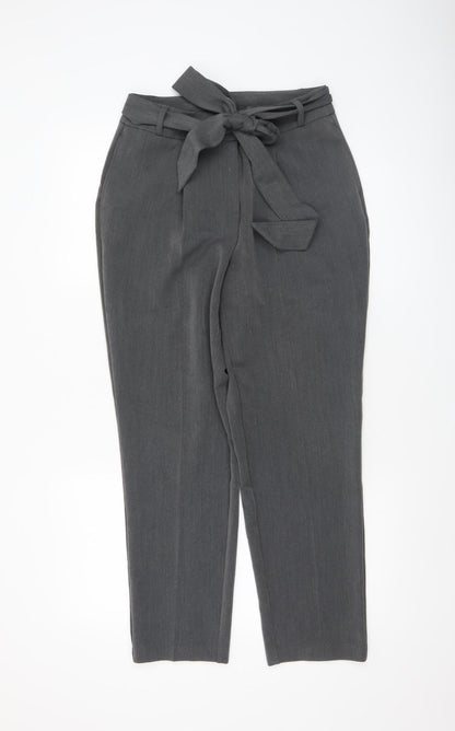 Womens UK Size 10 Very Regular Fit Paperbag Grey Trousers