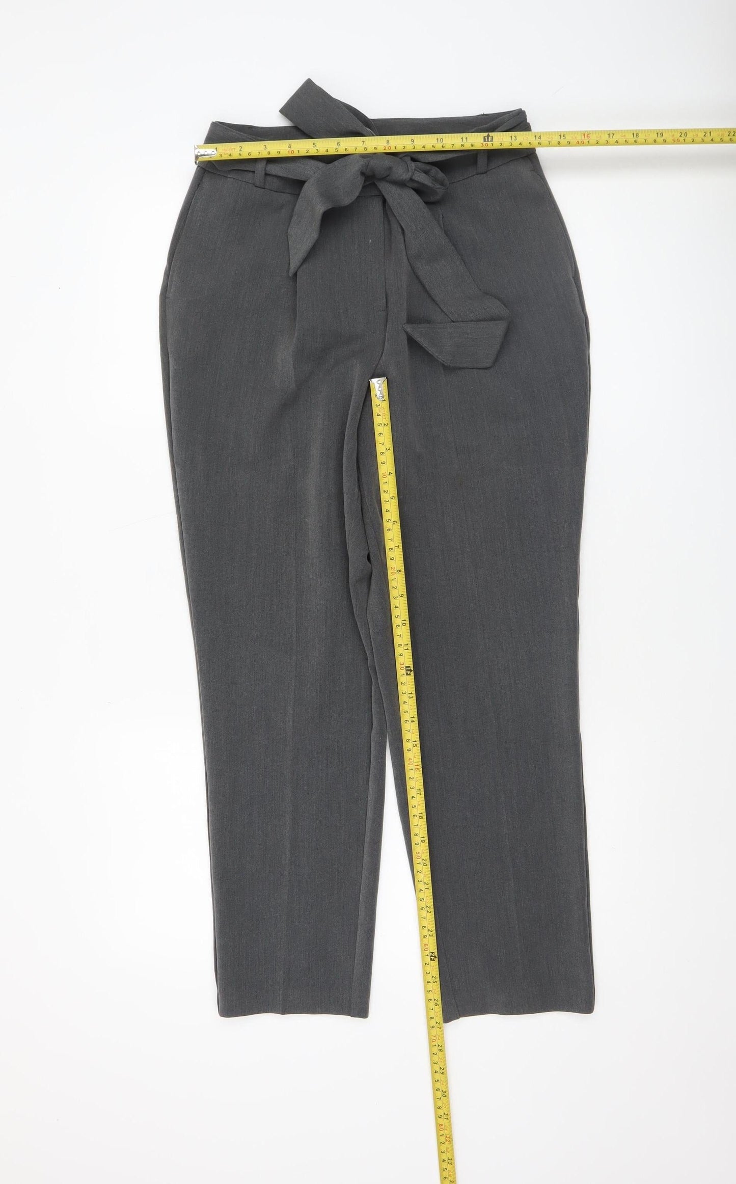 Womens UK Size 10 Very Regular Fit Paperbag Grey Trousers