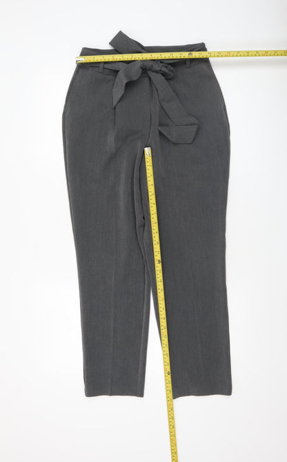 Womens UK Size 10 Very Regular Fit Paperbag Grey Trousers