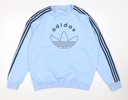 Adidas Boys Blue Crew Neck Pullover Sweatshirt 14-15 Years Logo Jersey