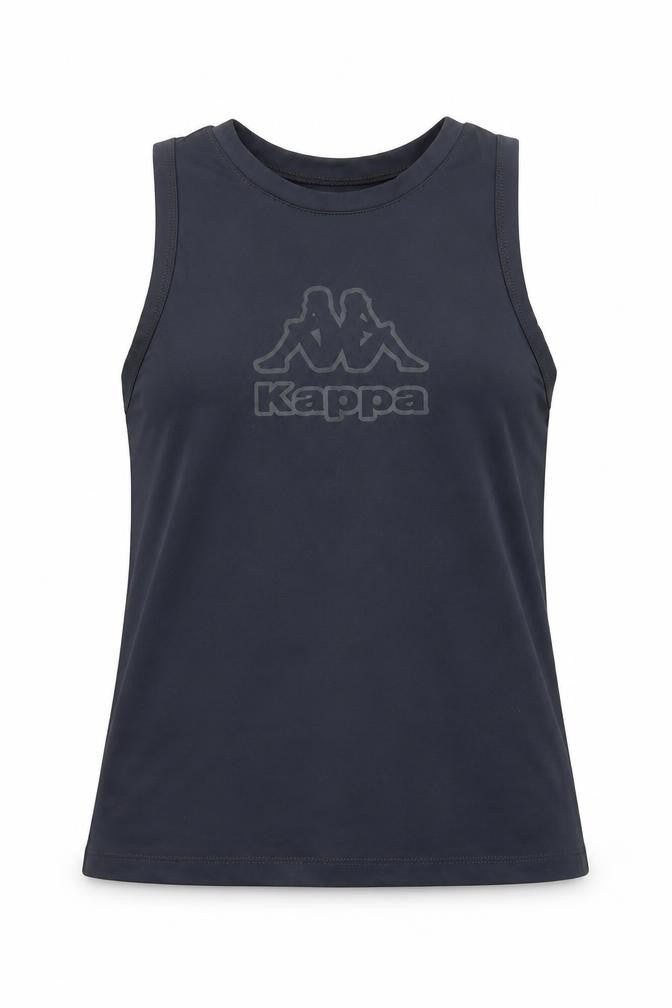 Front view of Kappa girls’ black sleeveless tank top l sports activewear