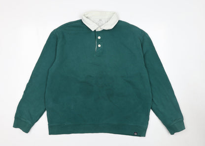 Mens UK Size L Marks and Spencer Green Henley Sweatshirt