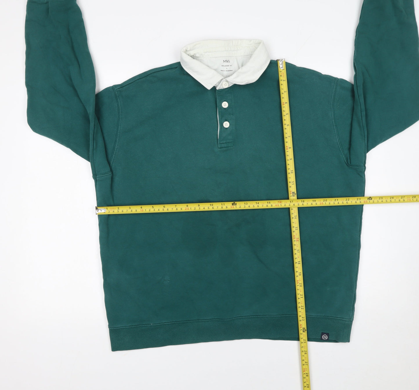 Mens UK Size L Marks and Spencer Green Henley Sweatshirt