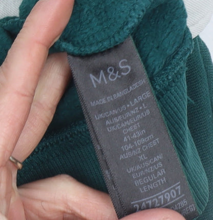 Mens UK Size L Marks and Spencer Green Henley Sweatshirt