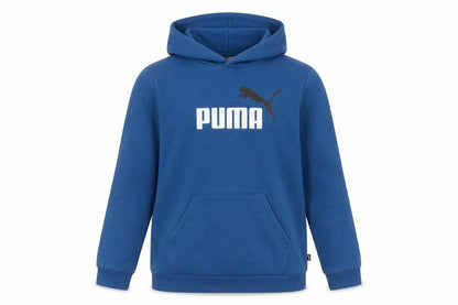 Front view of Puma boys’ blue pullover hoodie 15-16 years regular fit fleece sweatshirt