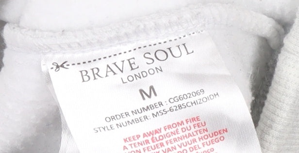 Mens UK Size M Brave Soul Grey Pullover Hoodie