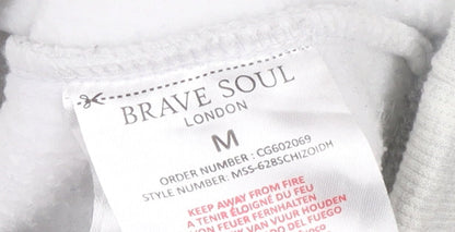 Mens UK Size M Brave Soul Grey Pullover Hoodie