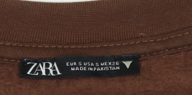 Womens UK Size S Zara Brown Pullover Sweatshirt