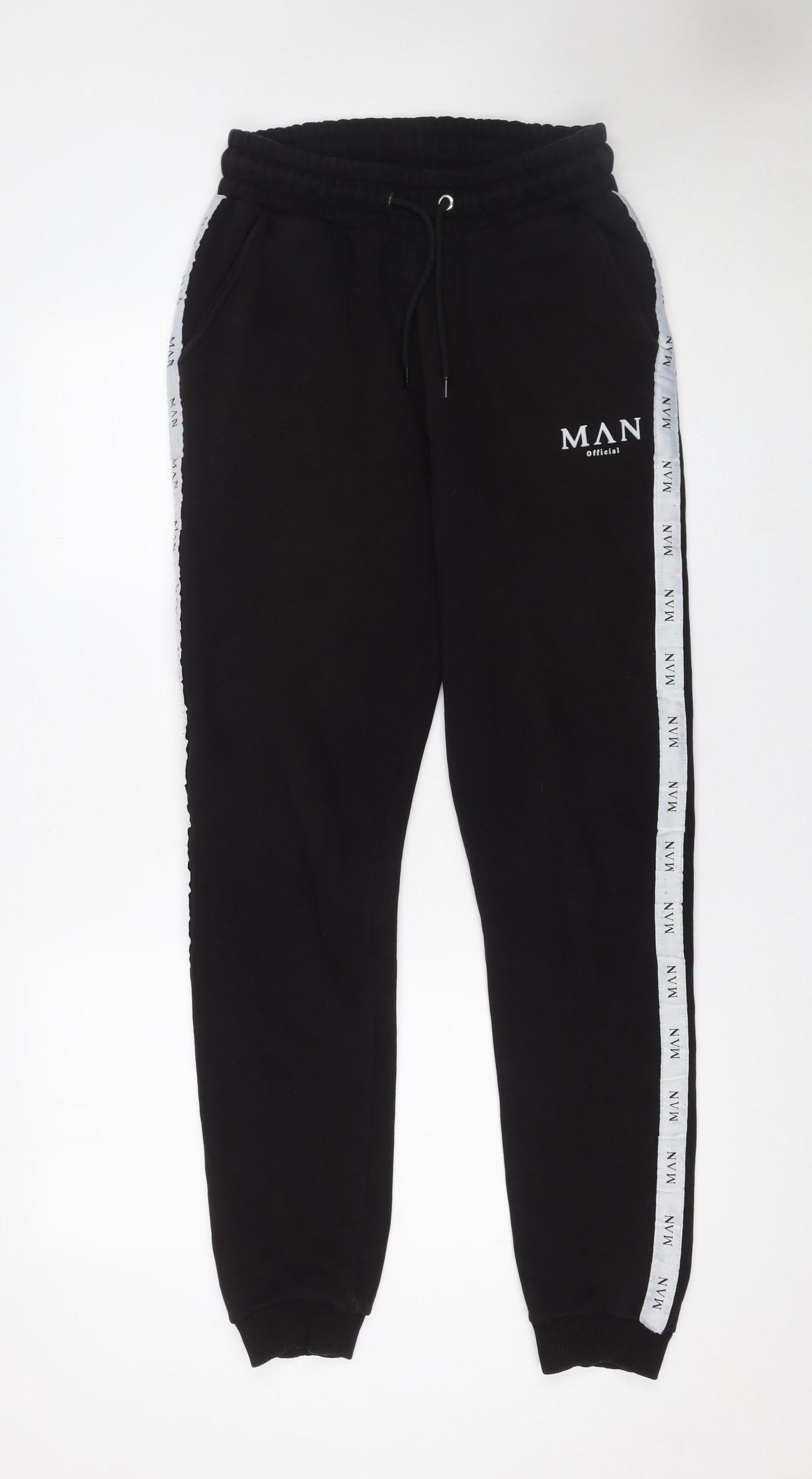 Mens UK Size S boohooMAN Regular Fit Jogger Black Trousers