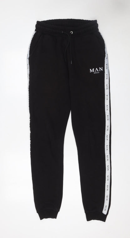 Mens UK Size S boohooMAN Regular Fit Jogger Black Trousers