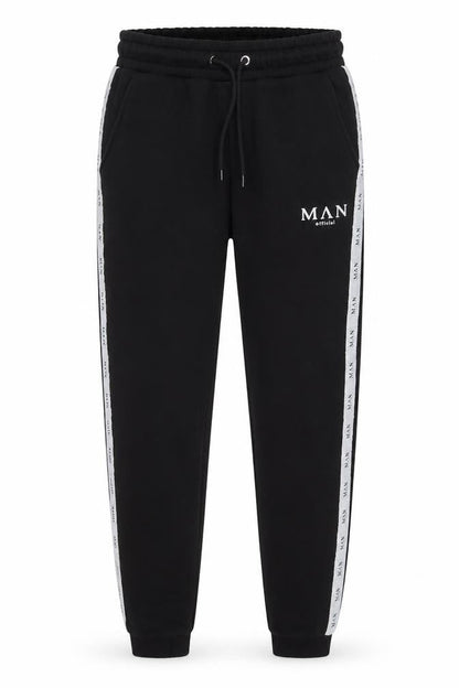 Front view of boohooMAN Men’s Black Joggers S Regular Fit Tapered Casual Fleece