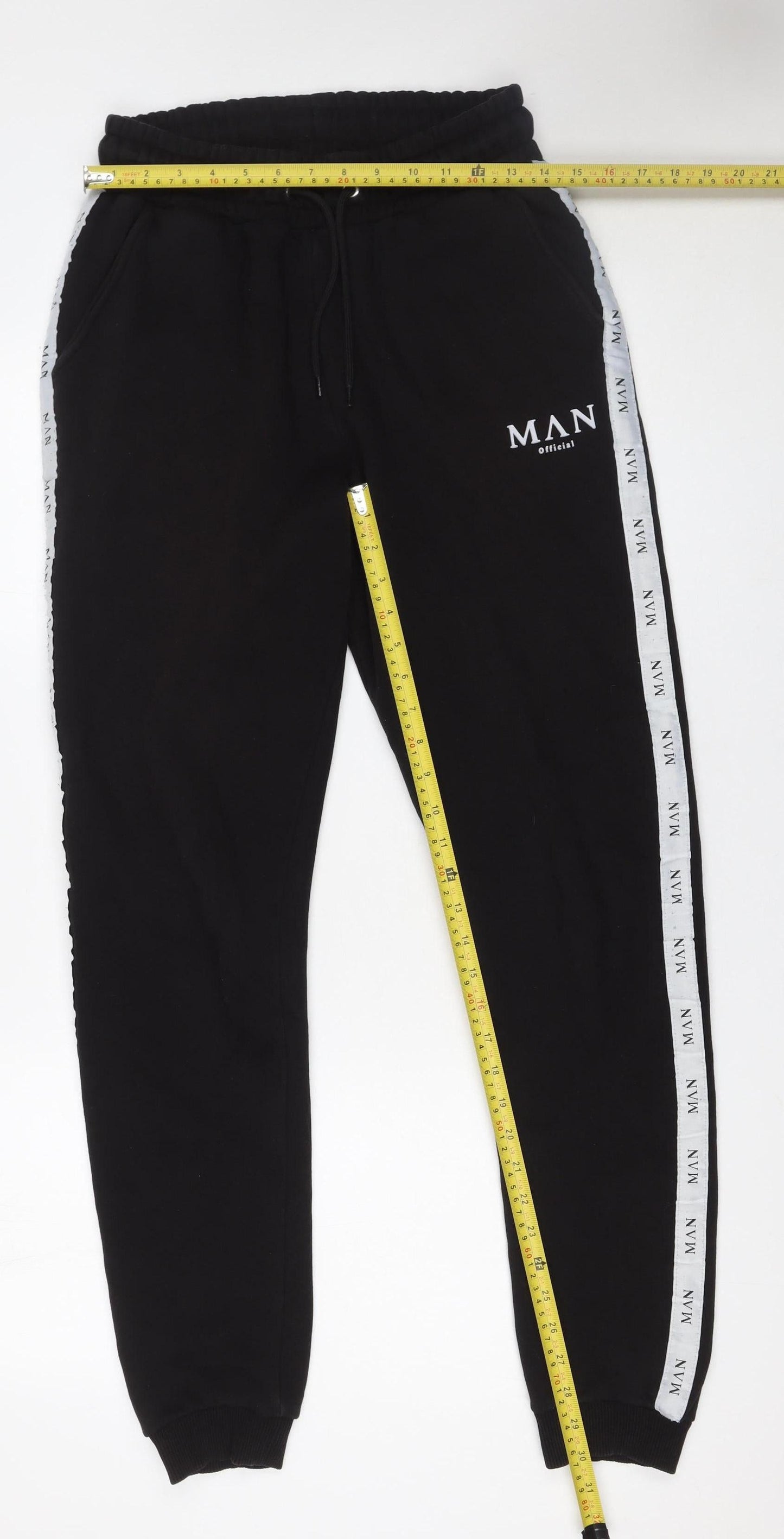 Mens UK Size S boohooMAN Regular Fit Jogger Black Trousers