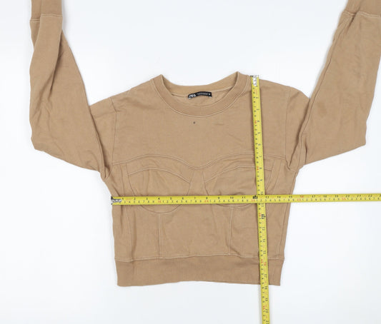 Womens UK Size M Zara Beige Pullover Sweatshirt