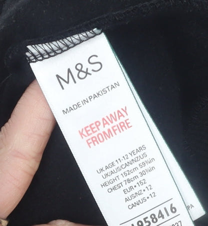 Marks and Spencer Girls Black Miami Crew Neck Graphic Sweatshirt 11-12 Years
