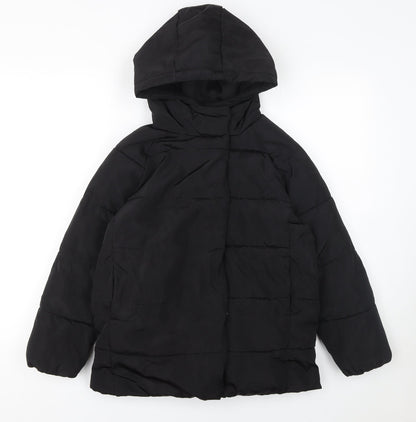 Reserved Girls Black Hooded Puffer Jacket Coat 9 Years Warm Winter