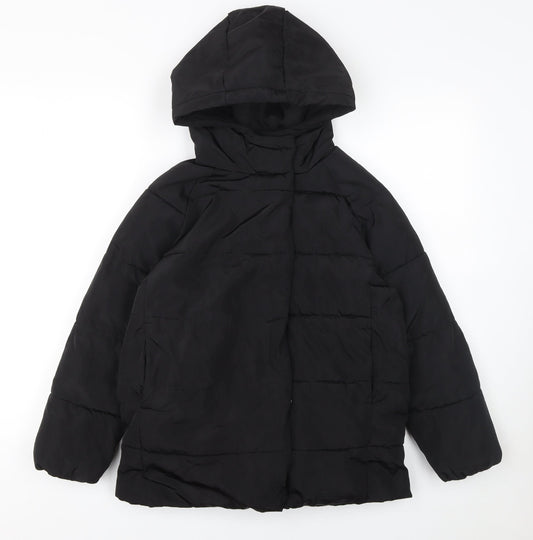 Reserved Girls Black Hooded Puffer Jacket Coat 9 Years Warm Winter