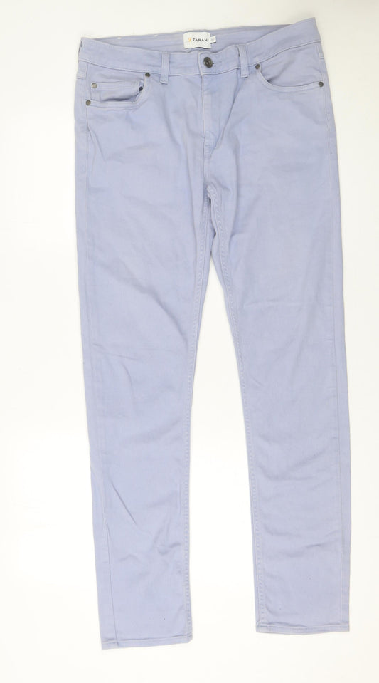 Mens UK Size M Farah Slim Fit Straight Blue Jeans