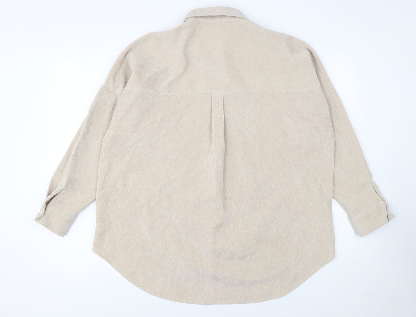 Womens UK Size 12 Zara Beige Basic Button-Up