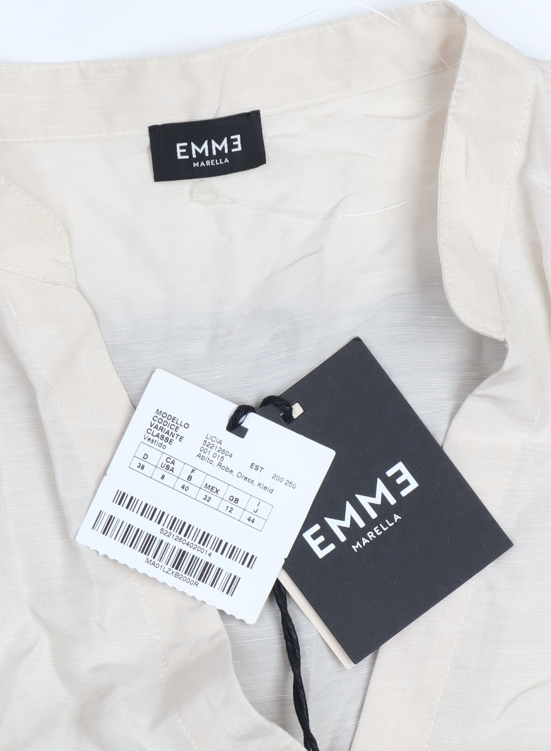 EMME Marella Women's Beige & Navy A-Line Midi Dress Size 12