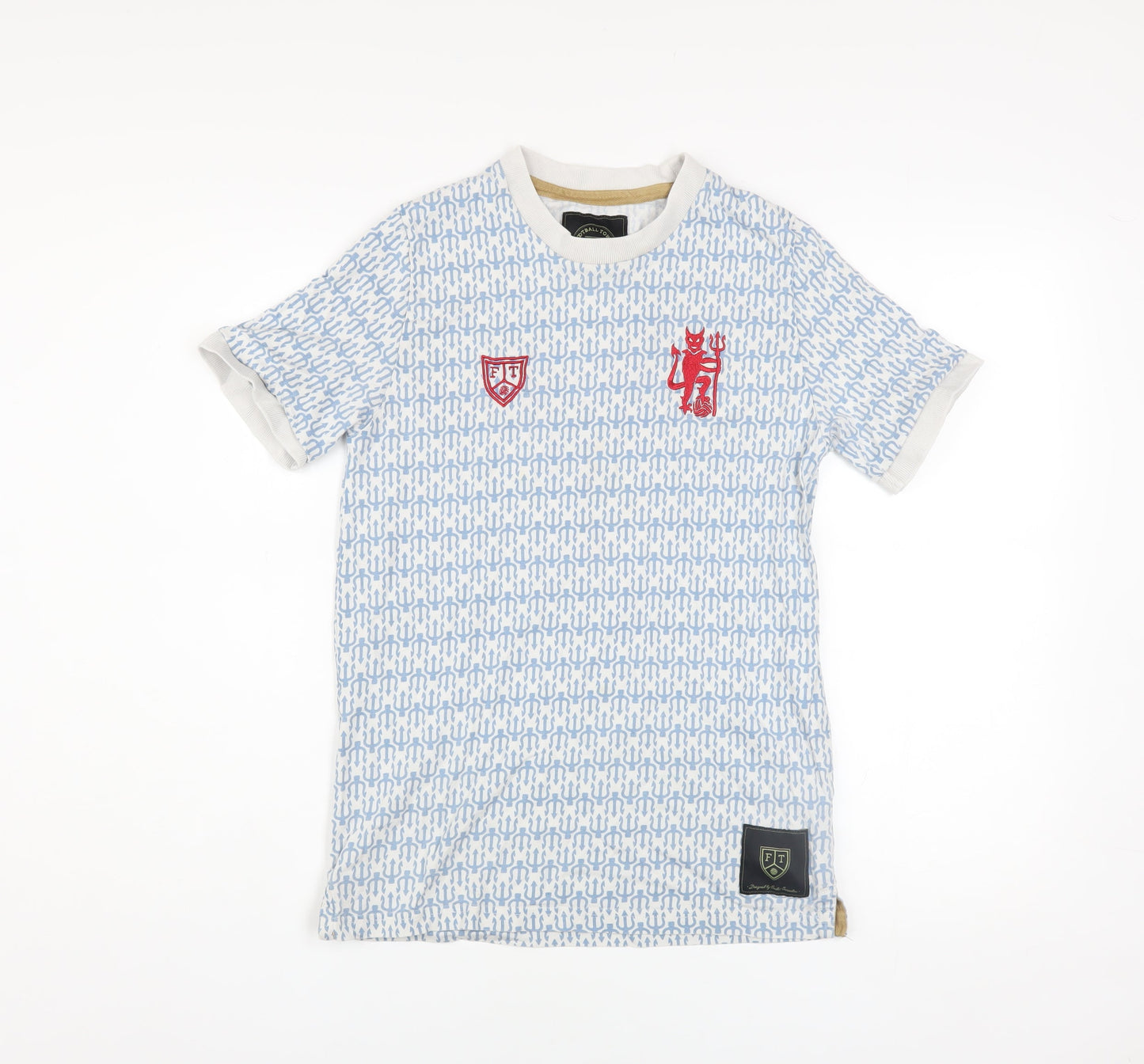Mens UK Size S Football Town Blue  T-Shirt