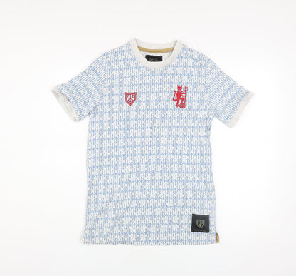 Mens UK Size S Football Town Blue  T-Shirt