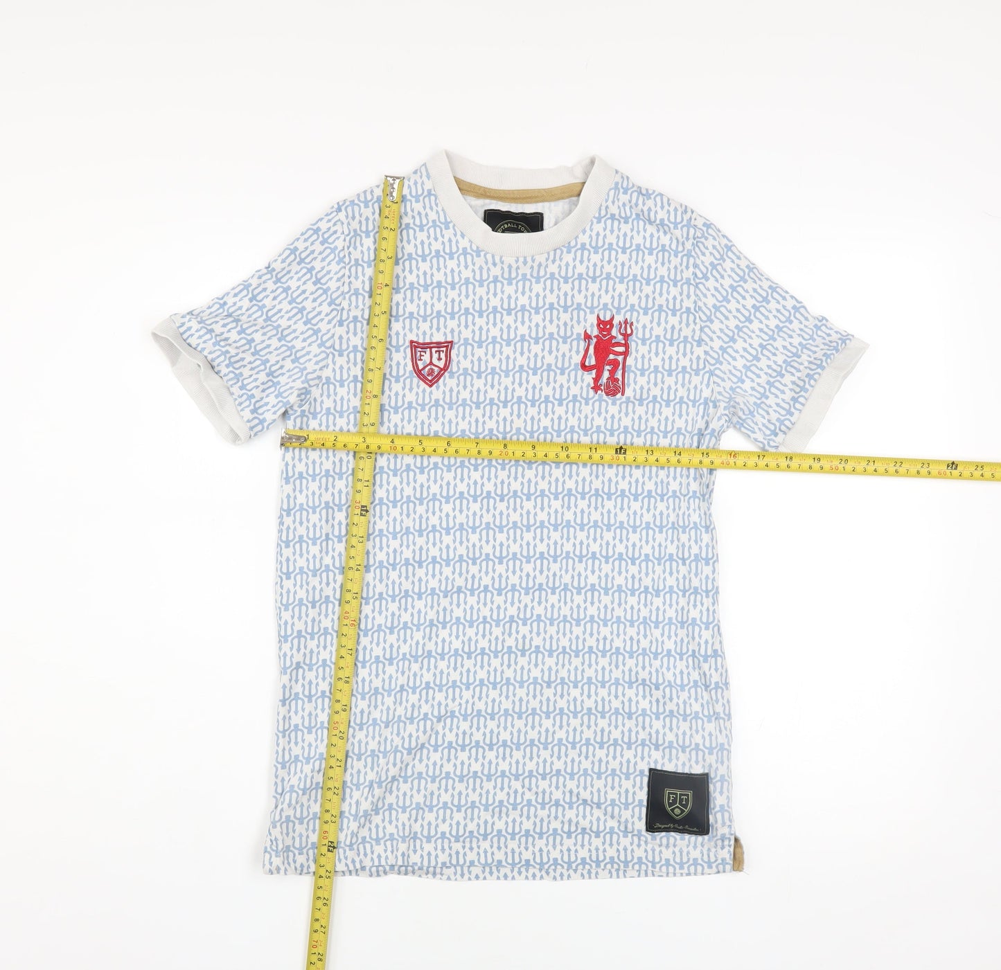 Mens UK Size S Football Town Blue  T-Shirt