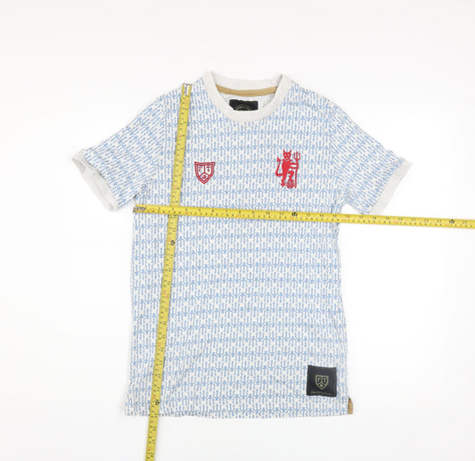 Mens UK Size S Football Town Blue  T-Shirt