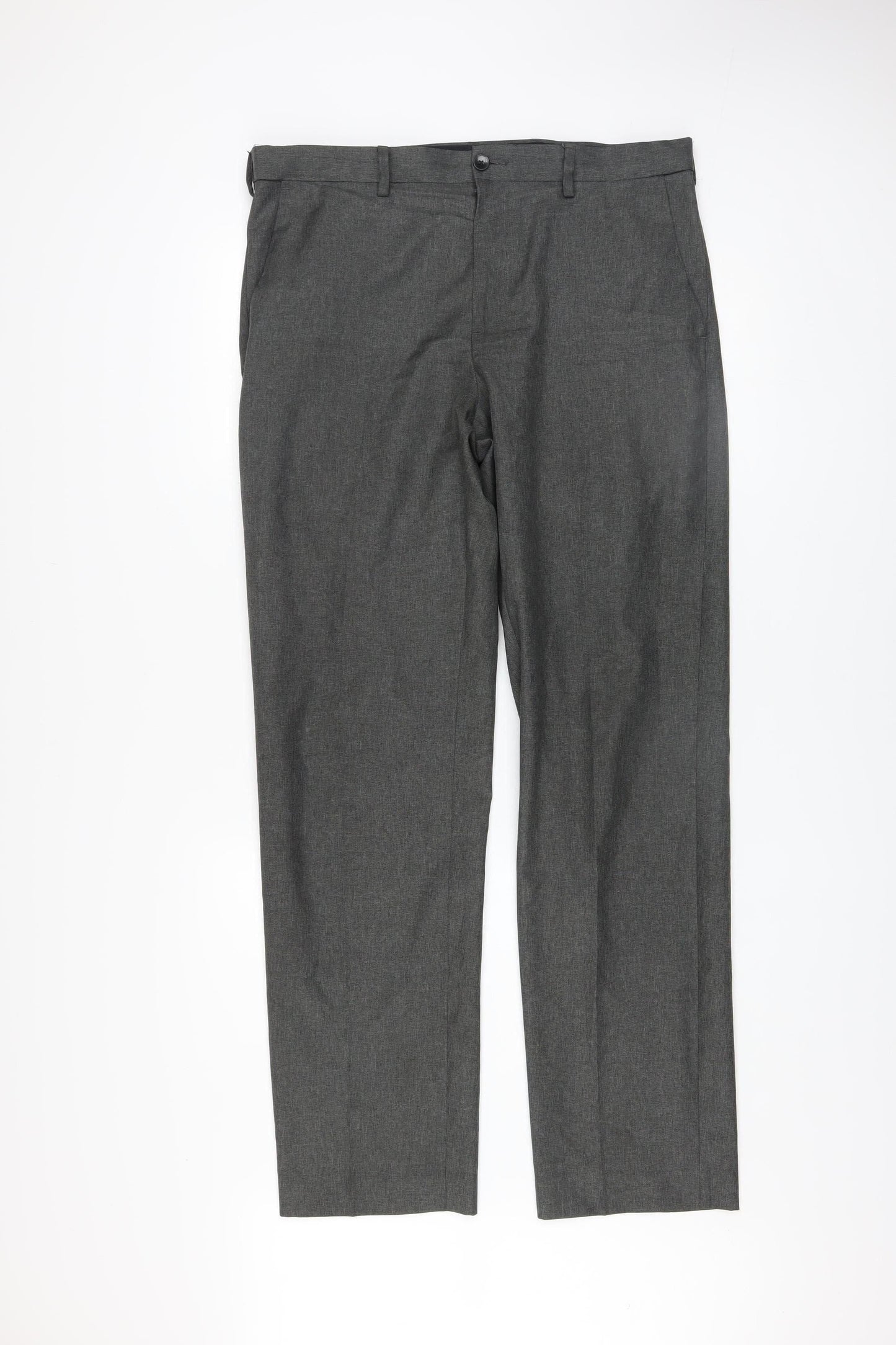Mens UK Size L Marks and Spencer Regular Fit Dress Pants Grey Trousers