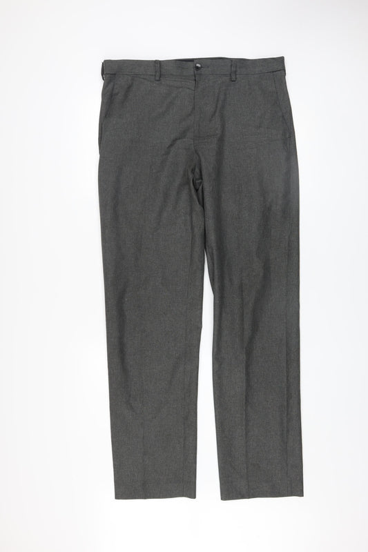 Mens UK Size L Marks and Spencer Regular Fit Dress Pants Grey Trousers