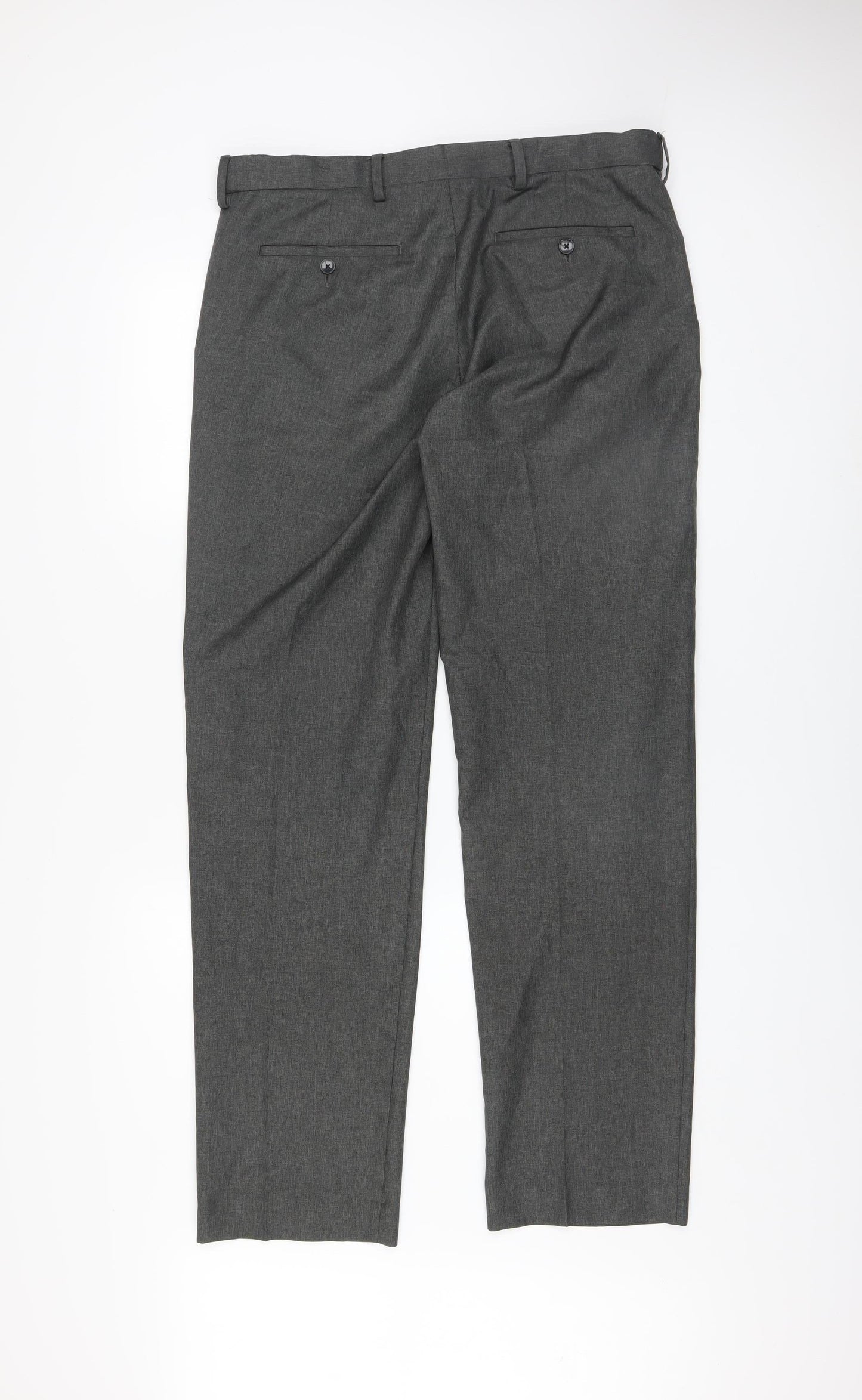 Mens UK Size L Marks and Spencer Regular Fit Dress Pants Grey Trousers