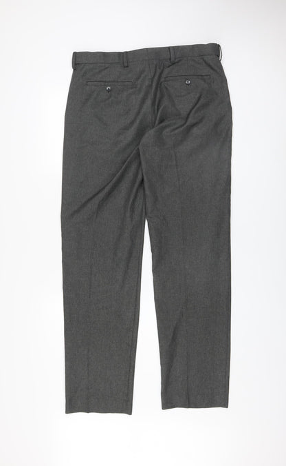 Mens UK Size L Marks and Spencer Regular Fit Dress Pants Grey Trousers