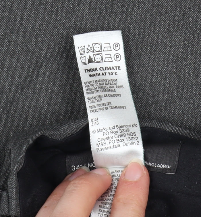 Mens UK Size L Marks and Spencer Regular Fit Dress Pants Grey Trousers