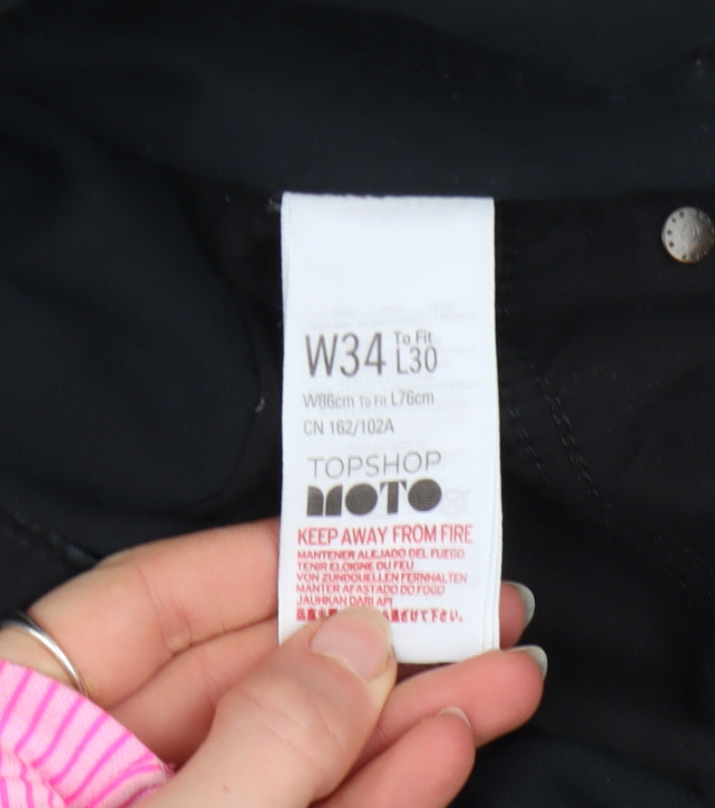Unisex Adultss UK Size 34 Topshop Slim Fit Skinny Black Jeans