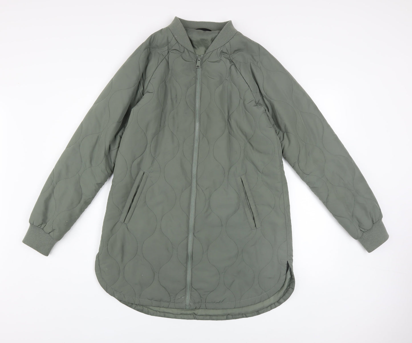 Womens UK Size XS Dunnes Stores Green Quilted Coat