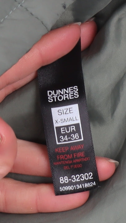 Womens UK Size XS Dunnes Stores Green Quilted Coat