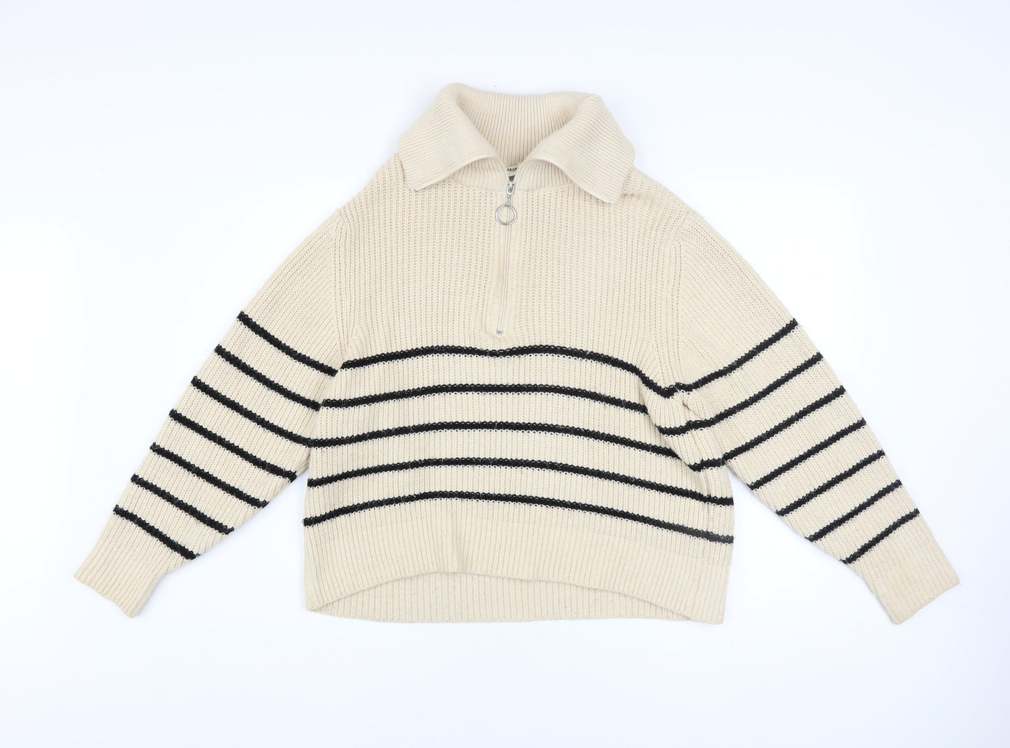Womens UK Size S Pull&Bear Beige Full Zip Jumper