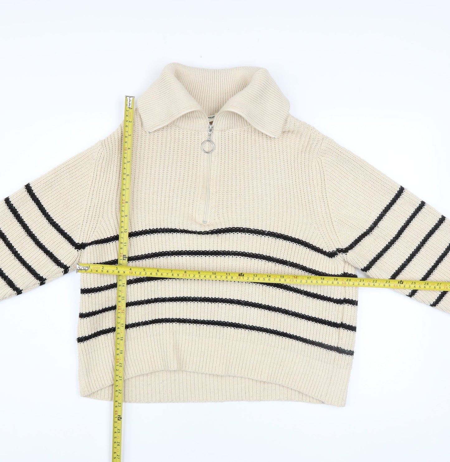 Womens UK Size S Pull&Bear Beige Full Zip Jumper