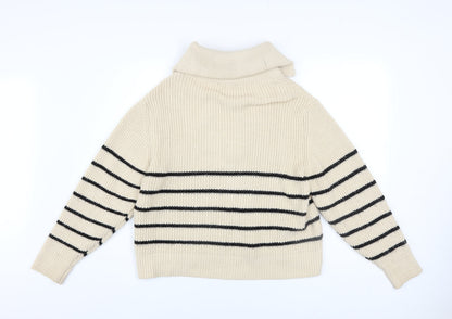 Womens UK Size S Pull&Bear Beige Full Zip Jumper