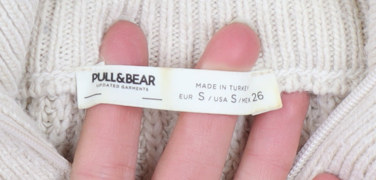 Womens UK Size S Pull&Bear Beige Full Zip Jumper