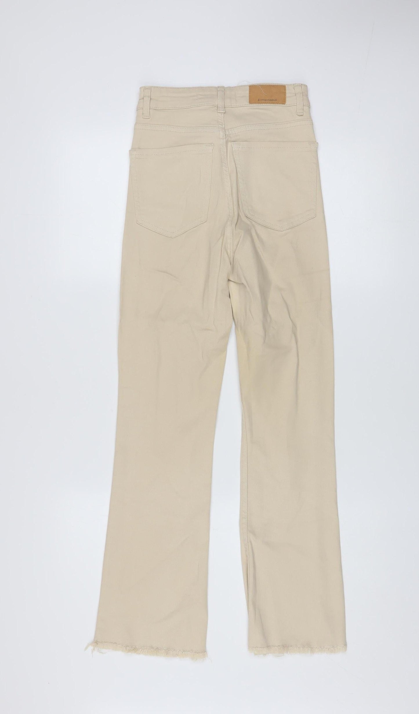 Womens UK Size 4 Stradivarius Regular Fit Straight Beige Jeans