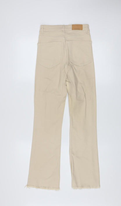 Womens UK Size 4 Stradivarius Regular Fit Straight Beige Jeans