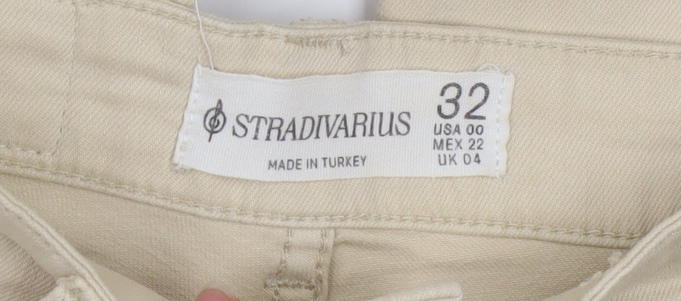 Womens UK Size 4 Stradivarius Regular Fit Straight Beige Jeans